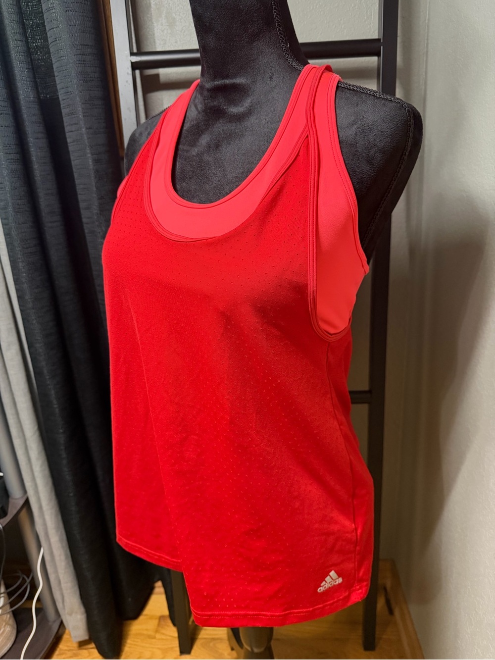 adidas Red Racerback Performance Tank Top with attached pink athletic bra Med